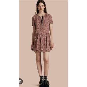 Burberry Brit Floral Silk Georgette Crepe Mini Shift Dress Women's Size 4 Euc